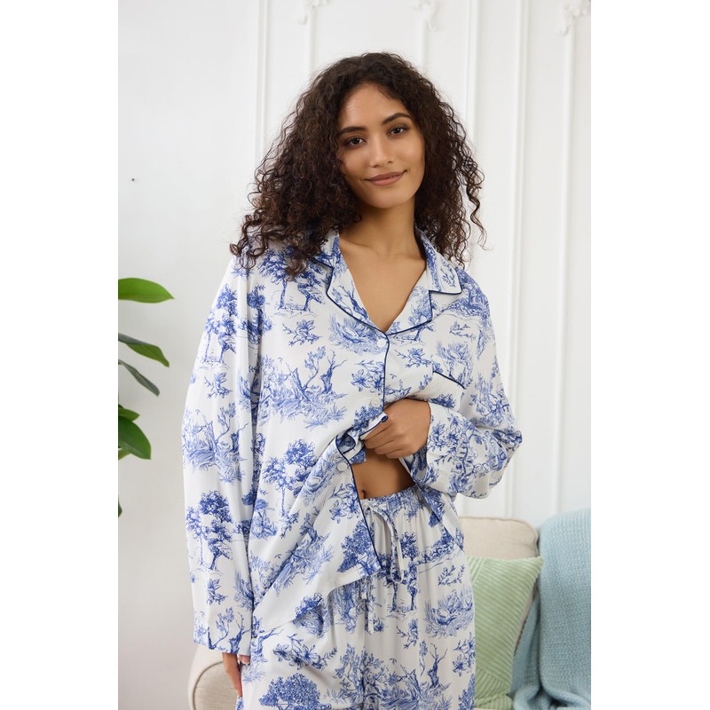YiNi LuLu Womens Pajamas Set 2 Piece Long Sleeve Sleepwear