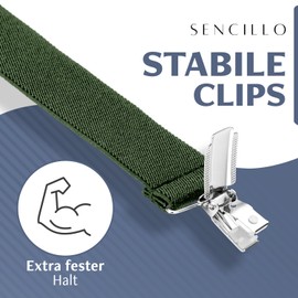 Sencillo Men's Braces with Strong Clips Y Shape, Green