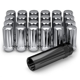 White Knight M14x1.50 Duplex 7 Spline Lug Nuts with Key (for Aftermarket Wheels), EZ Installation, Durable Carbon Steel with Stylish Triple Layered Chrome finish, 3809L-24AM (24 Pack)