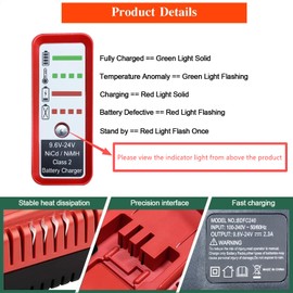 UNGINO FSMVC 9.6V-18V Battery Fast Charger for Black and Decker 18V 14.4V 12V 9.6V NiCD & NiMH Battery Compatible with Black & Decker HPB18-OPE HPB18 HPB14 HPB12 HPB24 HPB96 BDCCN24 BDFC240