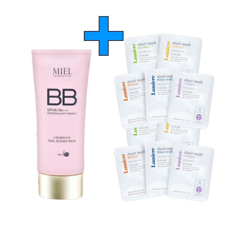 Miel Snail Blemish Balm (SPF49PA+++) 50ml+Lumière Sheet Pack 23g /