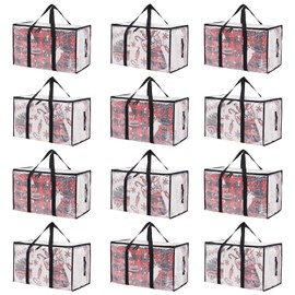 Moving Bags Heavy Duty Extra Large, Alternative for Moving Boxes & Moving Supplies,Clear Storage Bins with Lids, Plastic Packing Tote, Storage Bags for Clothes with Handles & Zippers(Clear, 12 Pack)