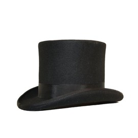 viz-uk wear Black 100% Wool Hand Made 6" High Wedding Event Top Hat