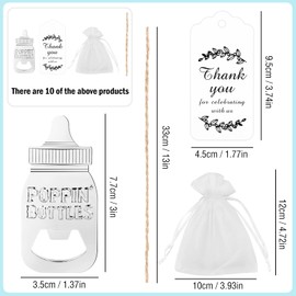 Pack of 10 Bottle Openers for Baby Shower Party Favours Christening Baby Shower Christening Party Favour Birthday Party Keepsake Decoration Baby Bottle Shape Favours for Baby Shower Favours (Silver