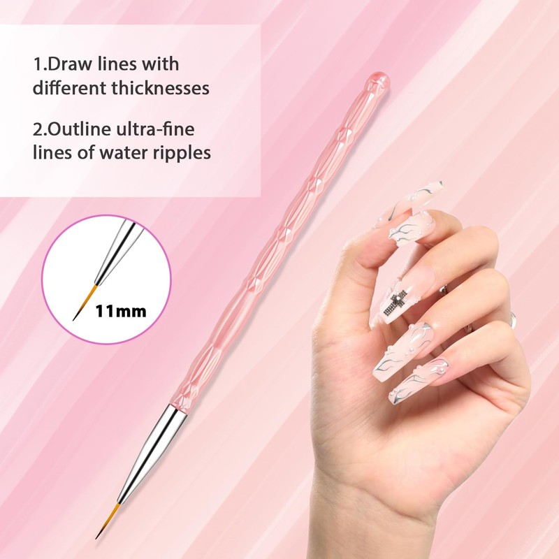 3 Pcs Nail Art Brushes Liner Tools for DIY Nail