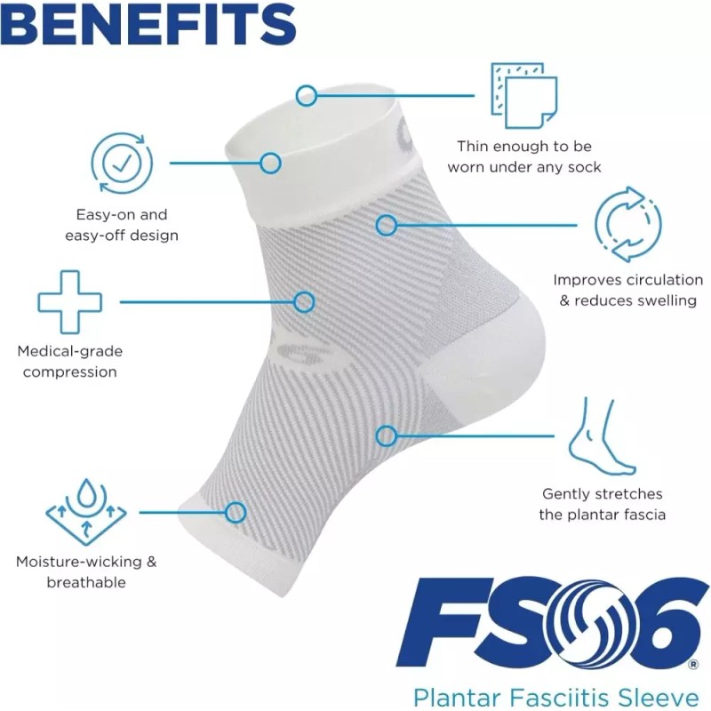 OrthoSleeve FS6 압박 풋 슬리브 (여성/남성용) 발뒤꿈치 아킬레스건염 지지 및