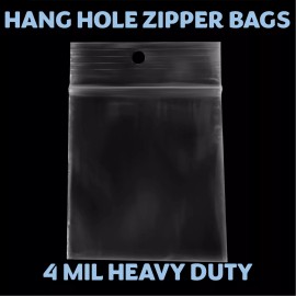 SuperbMailers 3.5"x15" Hang Hole Zip Top Lock Seal Reclosable Poly Bags Zipper Baggies 4Mil - 2000 Pack