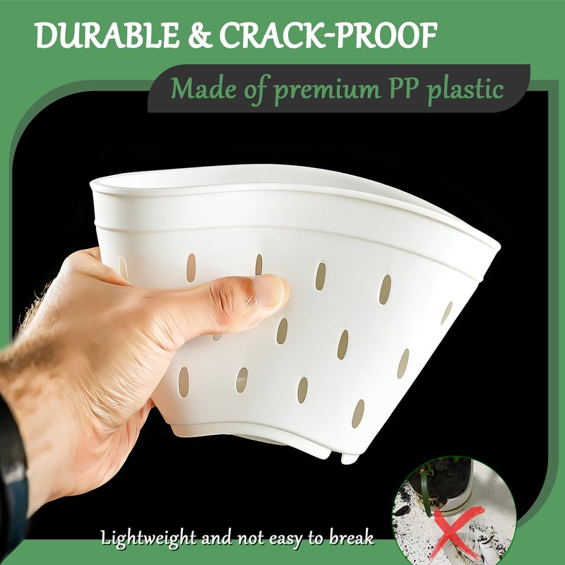 Gyfofix 5 Pack 5.5 Inch Orchid Pots, White Plastic Planters