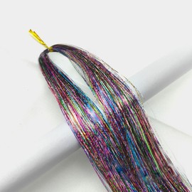 Leliafleury 1000 Strands Rianbow Hair Tinsel 94cm Glitter Straight Hair Extensions for Party Cosplay