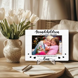Grandparents Picture Frame, Grandchildren Picture Frame, Newborn Baby Gift for Grandma Grandpa, Birthday Gifts, Grandchildren Fill Your Heart with Love, Home Office Bedroom Desk Decor, 4x6Inch Photo (White-Grandchildren)