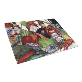 Caroline's Treasures 8131LCB Louisiana Spices and Crawfish Glass Cutting Board, 12H x 16W, multicolor