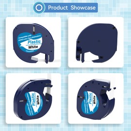 3 x 91331 Compatible with Dymo Letratag Refills 12mm x 4m 1/2 x 13 Label Tape Replacement for Dymo Letratag Refills Dymo White Plastic Label Tape Use for LT-100H, LT-110T, QX50 Label Printers