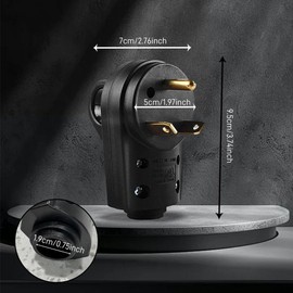 PACLVIO 30 Amp RV Plug Male, RV Replacement Plug, Heavy Duty TT-30P RV Receptacle Electrical Plug with Easy Unplug Handle, RV Extension Cord End for RV Motorhome Trailer Camper (ED-304P 30A Male)