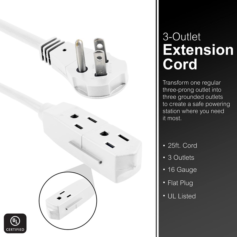 GE 69920 - Cable de extensión Plano de 3 Tomas,