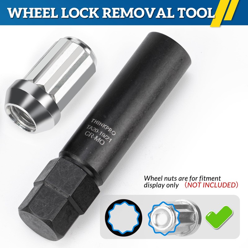 10 Spline Lug Nut Key, TA20-19/21 Lug Nut Socket Compatible