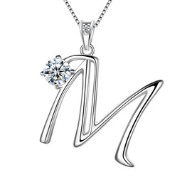 Aurora Tears 925 Sterling Silver 26 Letter Necklaces Initial A - Z Alphabet Pendant with Mystic Rainbow Topaz Jewellery Gifts for Women and Girls