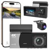 3 Channel 4K WiFi Dash Cam, 4K+1080P+1080P Front Inside and