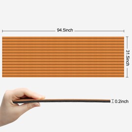 WOOWAVE EVA Foam Teak Floor Decking Sheet for Boat Yacht Non-Slip and Self-Adhesive Sea Deck Boat Flooring Pad RV Swimming Pool Mat 94.5''x31.5''