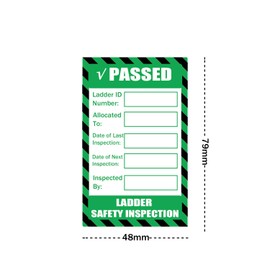 50 Ladder Inspection Labels - 79mm x 48mm Green Safety Inspection Tags Stickers for Industrial Maintenance