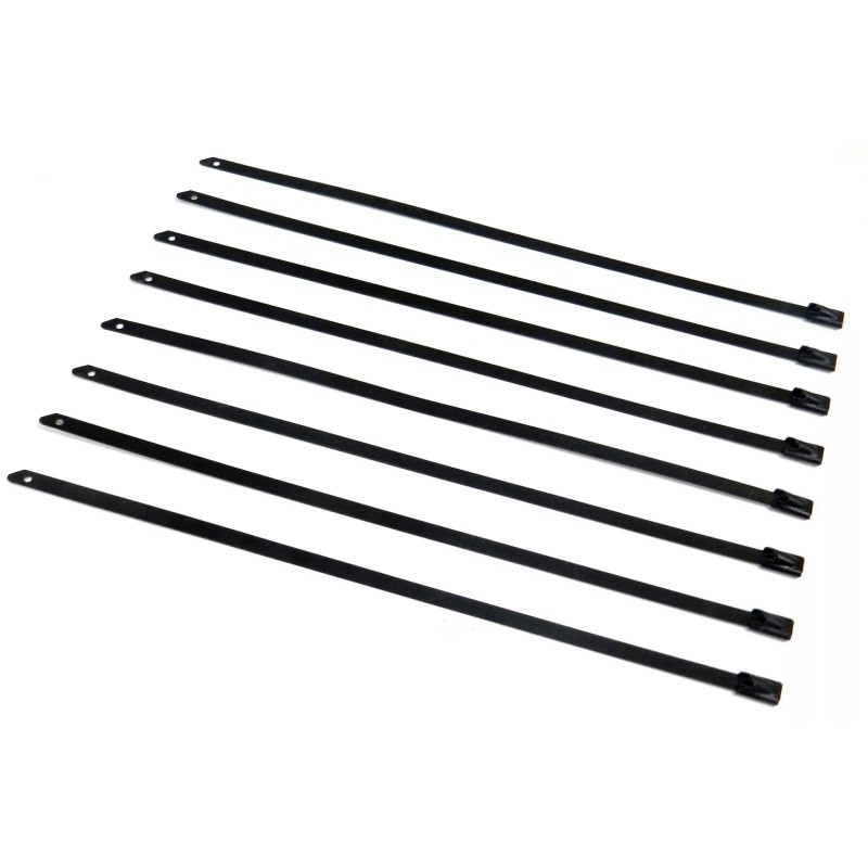 Unbranded 8" UNIVERSAL STAINLESS STEEL CABLES ZIP TIES X12 BLACK