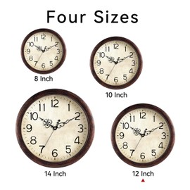 KECYET Wall Clock 12 Inch Vintage Wall Clocks Battery Operated Quartz Silent Non-Ticking Retro Rustic Style Clock Decorative for Living Room, Home Office, Kitchen,Bedroom (Bronze)