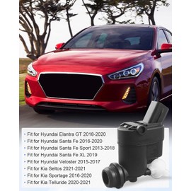 Windshield Washer Fluid Pump 12V Fit for Hyundai Elantra GT, Fit for Hyundai Santa Fe/Fe Sport/Fe XL, Fit for Kia Seltos/Sportage/Telluride, 98510-2W500