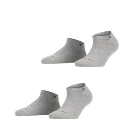 BURLINGTON Women Everyday 2-Pack sneaker socks, 2 pairs, UK size 3.5-7 (EU 36-41), Grey, cotton mix - Mixed colours, year round cotton quality