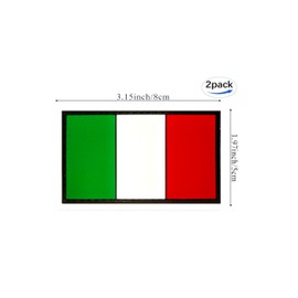 Italy Flag Patch Italy PVC Rubber Hook & Loop Fastener Patch for Hats, Tactical Bags, Jackets, Clothes Patch Team Military Patch（ 2 Pack）