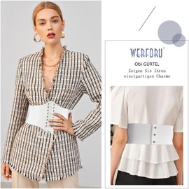 WERFORU Women's Tied Waspie Belt, Wide Lace-Up Corset Elastic Waist Belt, F white