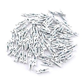 Sepkina 100 Small Cute Mini Decorative Pegs, Clips, Decorative Pegs, Wooden Pegs, Mini Pegs, Natural Silver White Gold Red, Mix, Colourful, 3,5cm