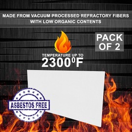 2 Pack Ceramic Fiber Board - 2300F Rated - 1" x 18" x 24" - Fireproof Board - Ceramic Fiber Insulation Board for Stove, Furnace, Forge, Kiln, Boiler, Pizza Oven, Fireplace Baffle Board