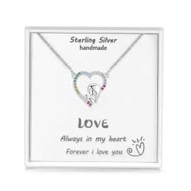 Qings Mama Baby Necklace, 925 Silver, Colourful / White, Birthday Gift for Women / Girls / Children / Daughter, Silver, Colourful