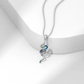 LONAGO 925 Sterling Silver Snake Pendant Necklace for Women Abalone Shell Snake Jewelry Gifts for Wife Mom Girlfriend Sister