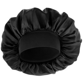 WLLHYF Silk Hood for Men Satin Hood Elastic Band Sleep Cap Made of Silk Black Soft Adjustable Hair Cap Hair Wrap Large Caps for Sleeping Women