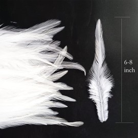 100PCS Saddle Hackle Rooster Feather for Crafts, 5-7 inch Natural Pheasant Neck Feathers DIY Pendant Earrings Dream Catcher-White