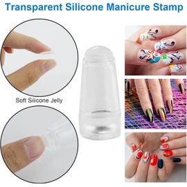 5 Piece Nail Brush Set, Nail Art Liner Brush with Transparent Nail Art Stamper, Nail Dotting Pen, for Nail Art, Parting, Nail Art Drawing