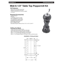 Penn State Industries PKGRIND71B 6" Mini Salt & Pepper Mill Grinder Mechanism Kits with Large Top Woodturning Project (1, Black Enamel)