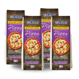 DeLallo Gluten Free Flour Pizza Kit, 17 oz Bag, (4 Pack), All Purpose Pizza Dough Mix for Baking Crust, Bread and Calzones, Vegan, Dairy Free