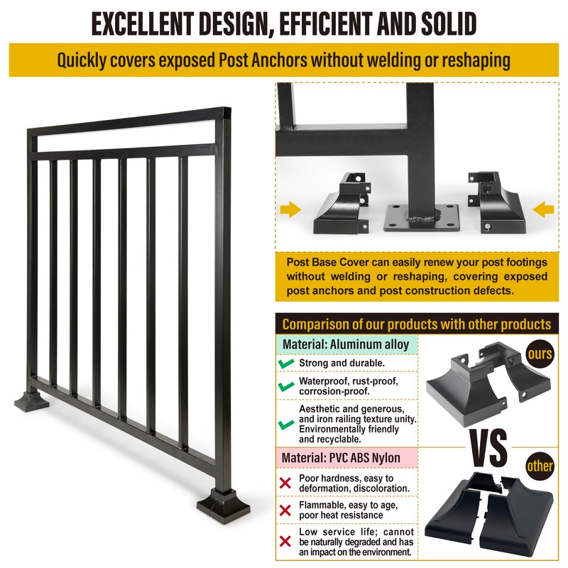 Epcee 1pcs Post 1.25" Aluminum Deck Post Base Cover, Post