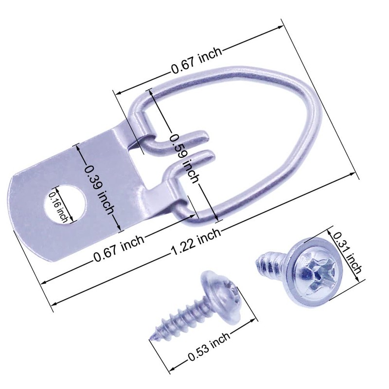 D-Ring Picture Hangers with Screws, 50 Pcs Single Hole Picture