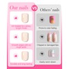 24 Pcs Short Square Press On Nails with Jelly Glue,Reusable