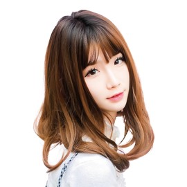 Fujitsu H-6115 TefuRe Wig, Medium, Semi-Long Wig, Bangs, Wig, Women, Black x Brown (BLK x BR)