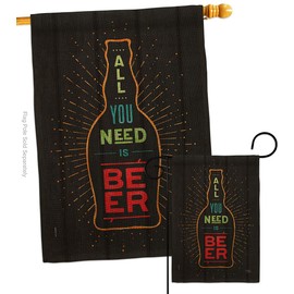 Breeze Decor You Need Beer Burlap Garden House Flag Set Beverages Happy Hour Game Pong Party Ale Lager Craft Decoration Banner Small Yard Gift Double-Sided, Made in USA