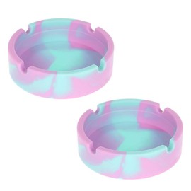 EORTA 2 Pieces Silicone Ashtray Round Shaped Unbreakable Ashtray High Temperature Heat Resistant Camo Ashtray Decor for Home Office Bar Hotel Restaurant, 8.3 CM, Pink Camouflage Color