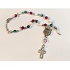 Italian Auto/Vehicle Rosary With Italian Horn (Cornicello) Charm (Silver plain