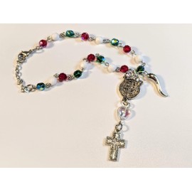 Italian Auto/Vehicle Rosary With Italian Horn (Cornicello) Charm (Silver plain horn)