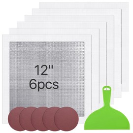 Boocalny 6 Pcs 12x12 Inch Drywall Repair Kit, Self-Adhesive Mesh Drywall Repair Patch for Large Hole with 5Pcs Sandpapers &Scraper, Heavy Duty Aluminum Mesh Dry Wall Patches Quick Fix for Wall Ceiling