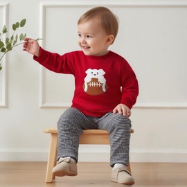 Rourufy Toddler Baby Boy Fall Clothes Infant Football Outfit Sweatshirt Plaid Pants 2pcs Clothing Set Kids Winter Outfits (B Pig Football Red, 3-4T)