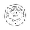 Michigan Rustix Corporate Seal Hand Stamp, Round 1-5/8" Impression, Wooden