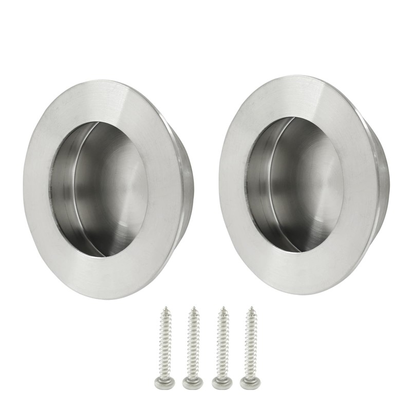 suiwotin 2pcs Round Recessed Pull, Brushed Nickel Flush Pull Handle,